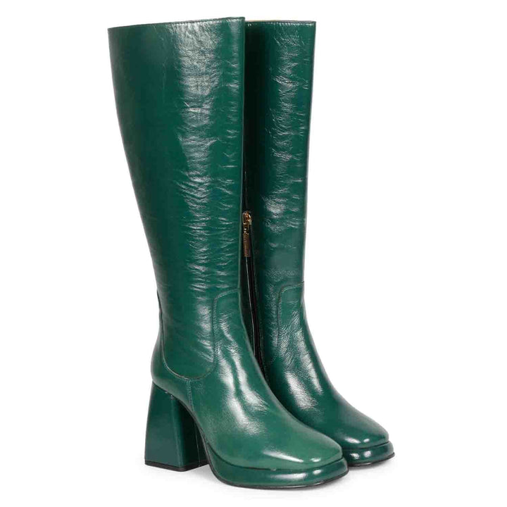 Saint Jolène Green Harrod Patent Leather Long Boots