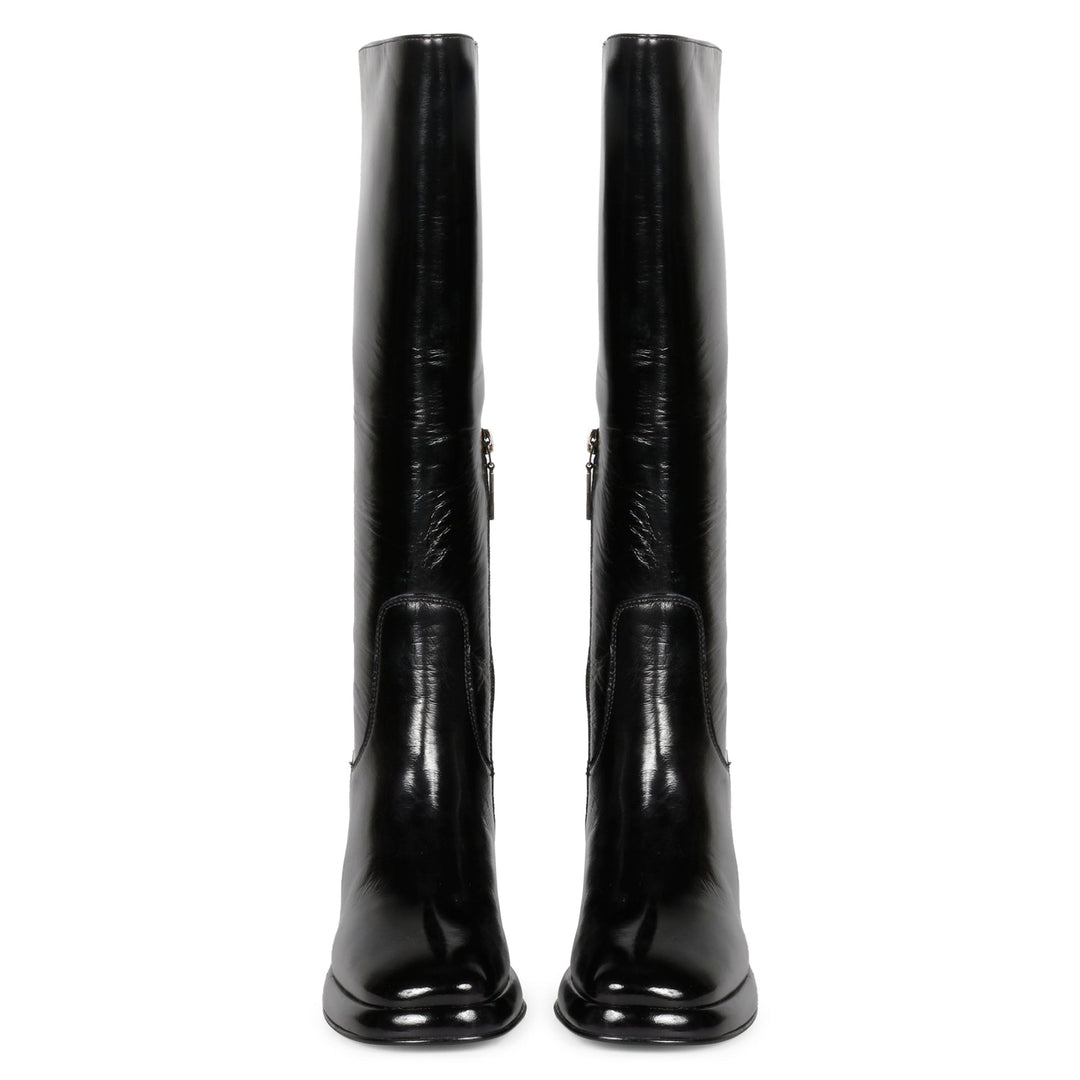 Saint Jolène Black Harrod Patent Leather Long Boots