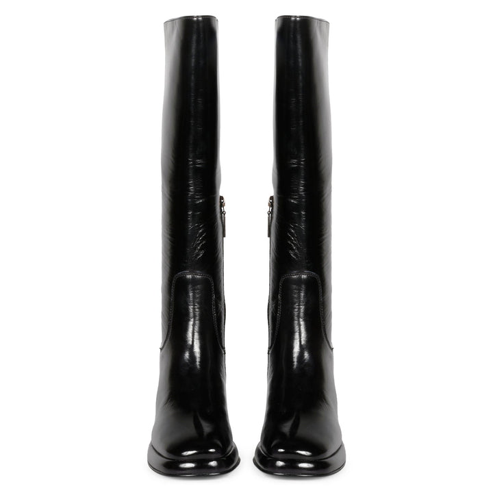 Saint Jolène Black Harrod Patent Leather Long Boots