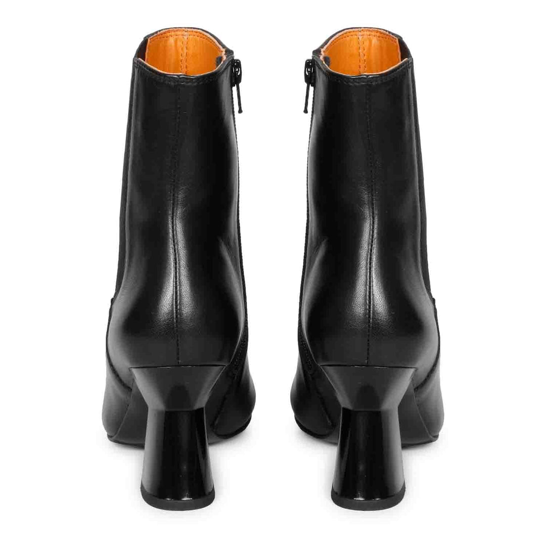 Saint Elliana Black Leather Sculpted Heel Inside Zip Boots