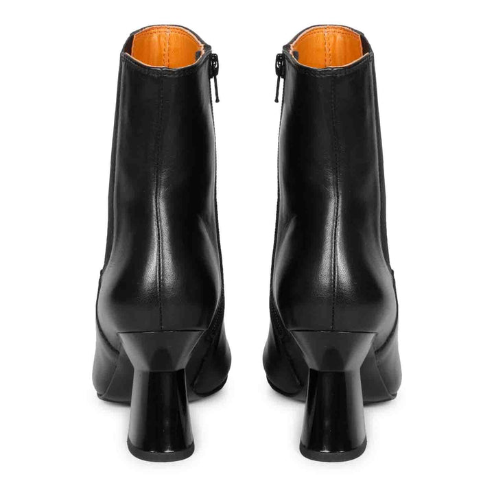 Saint Elliana Black Leather Sculpted Heel Inside Zip Boots