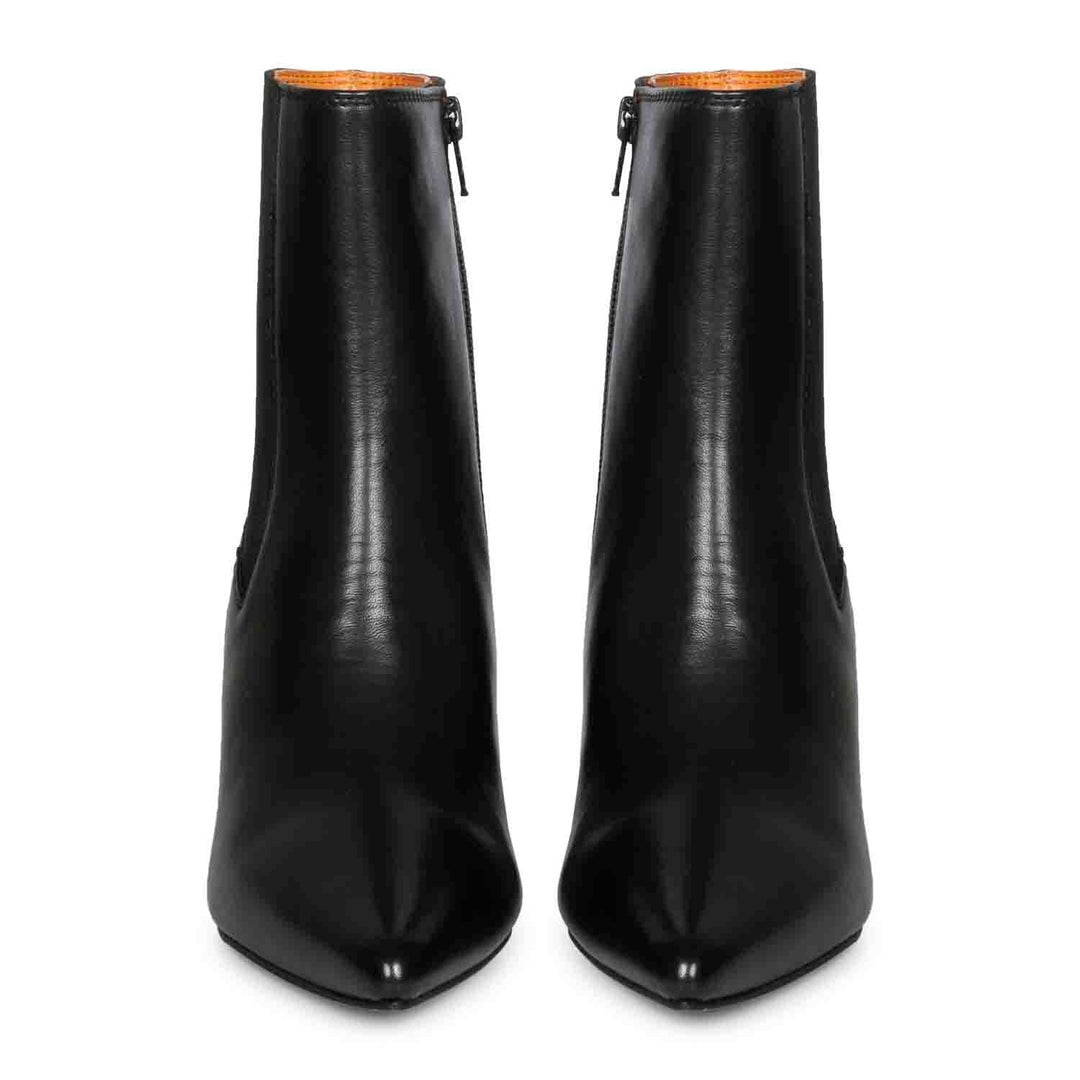 Saint Elliana Black Leather Sculpted Heel Inside Zip Boots