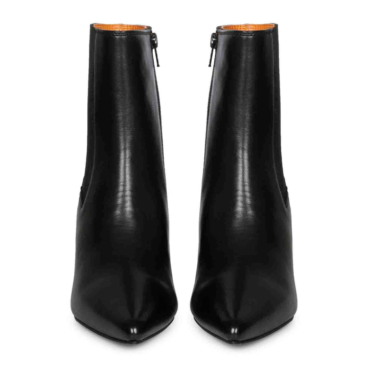 Saint Elliana Black Leather Sculpted Heel Inside Zip Boots