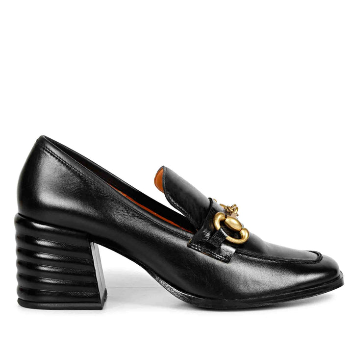 Saint Valentina Black Leather Handcrafted Moccasins