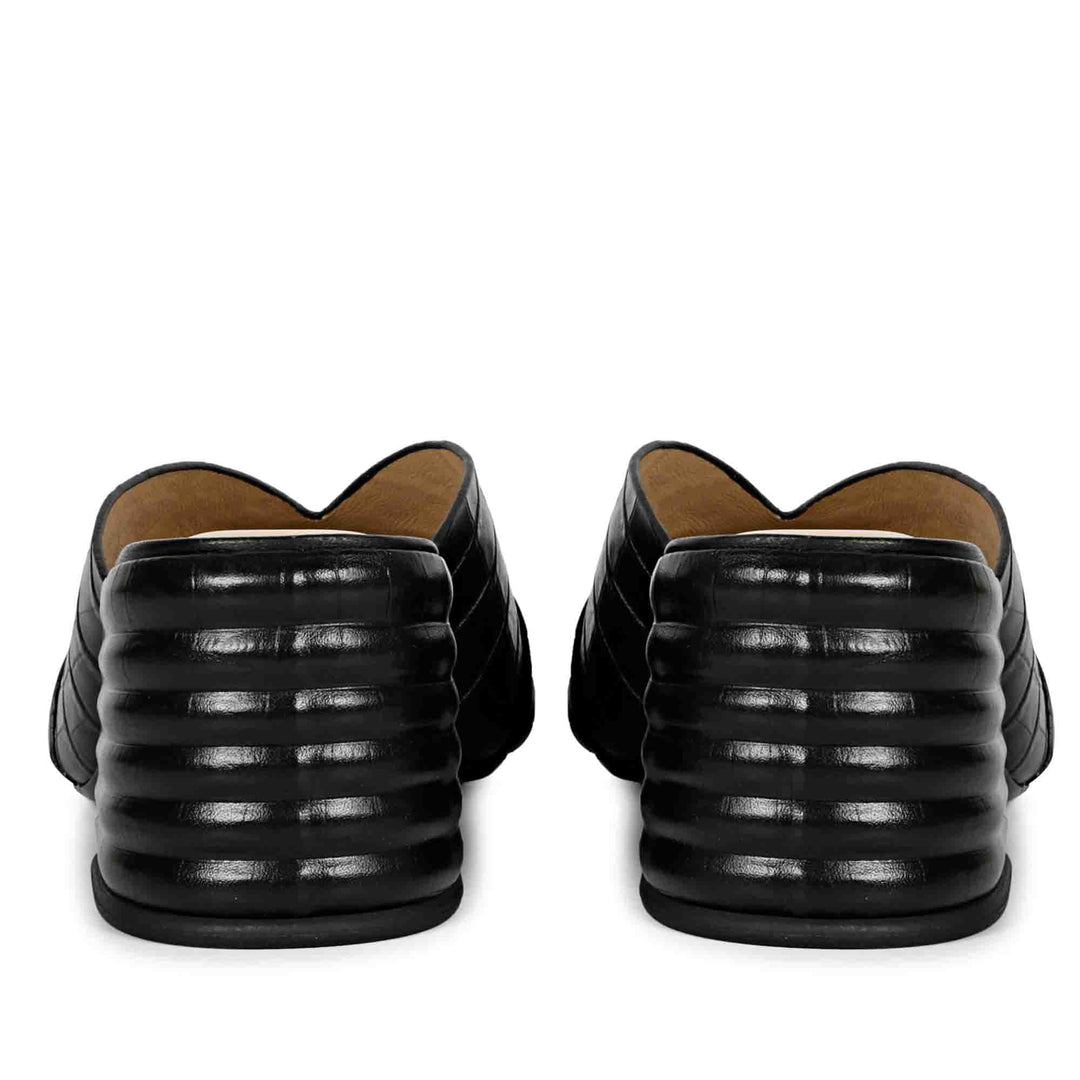 Saint Valentina Black Leather Handcrafted Moccasins