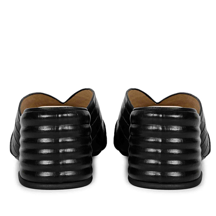 Saint Valentina Black Leather Handcrafted Moccasins