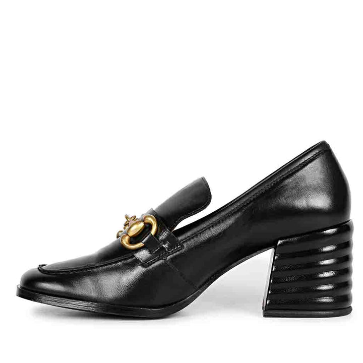 Saint Valentina Black Leather Handcrafted Moccasins