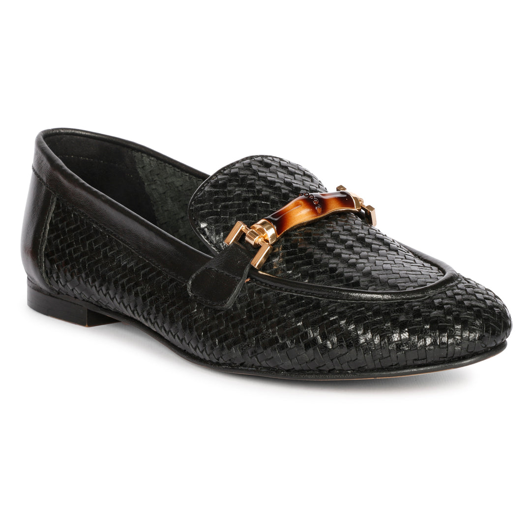 Saint Marisa Black  Woven Moccasins