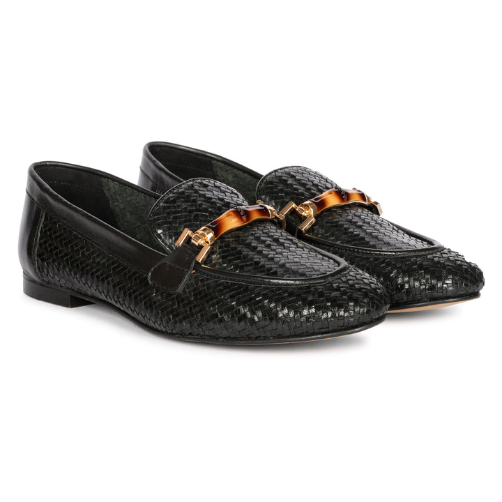 Saint Marisa Black  Woven Moccasins