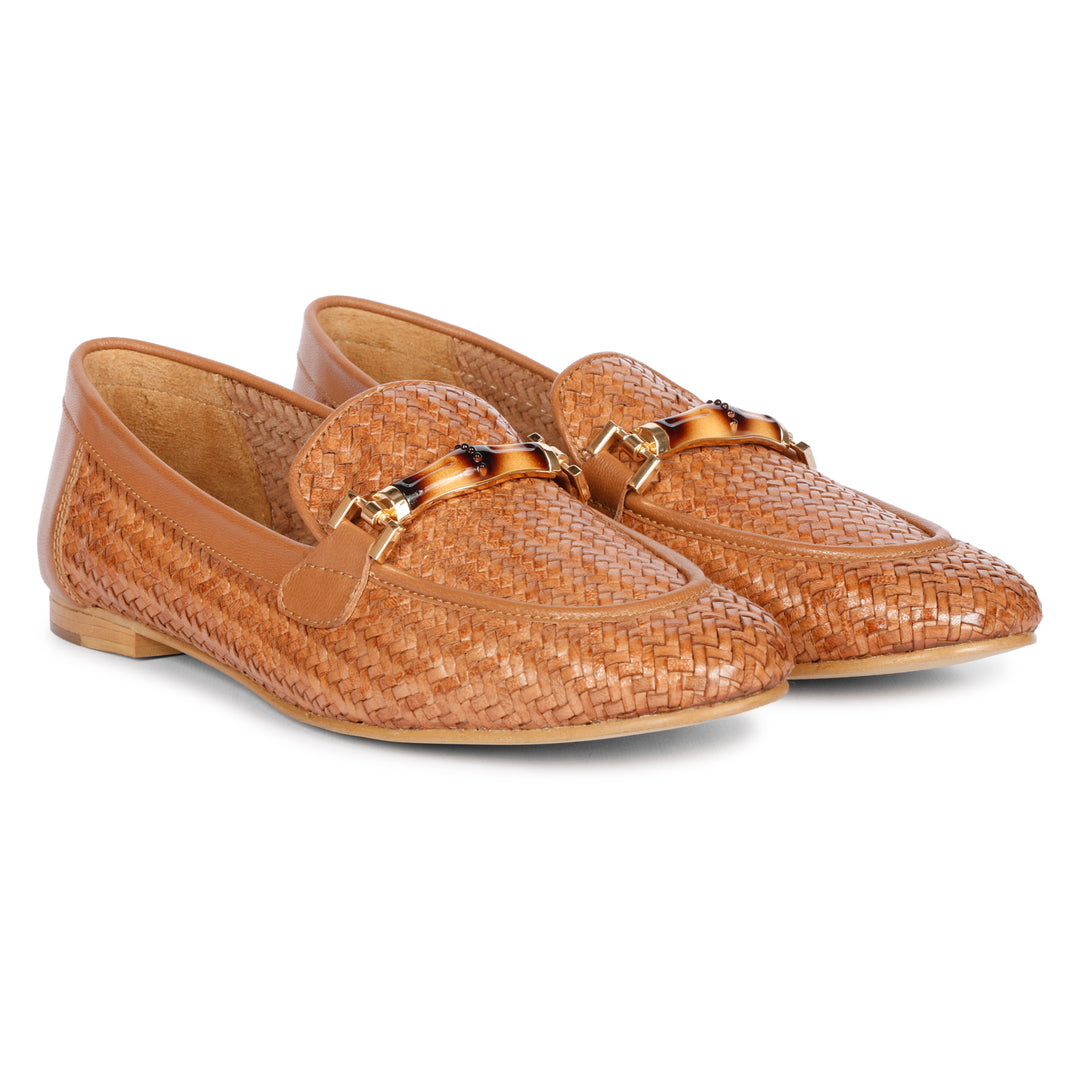 Saint Marisa Cuoio Woven Moccasins