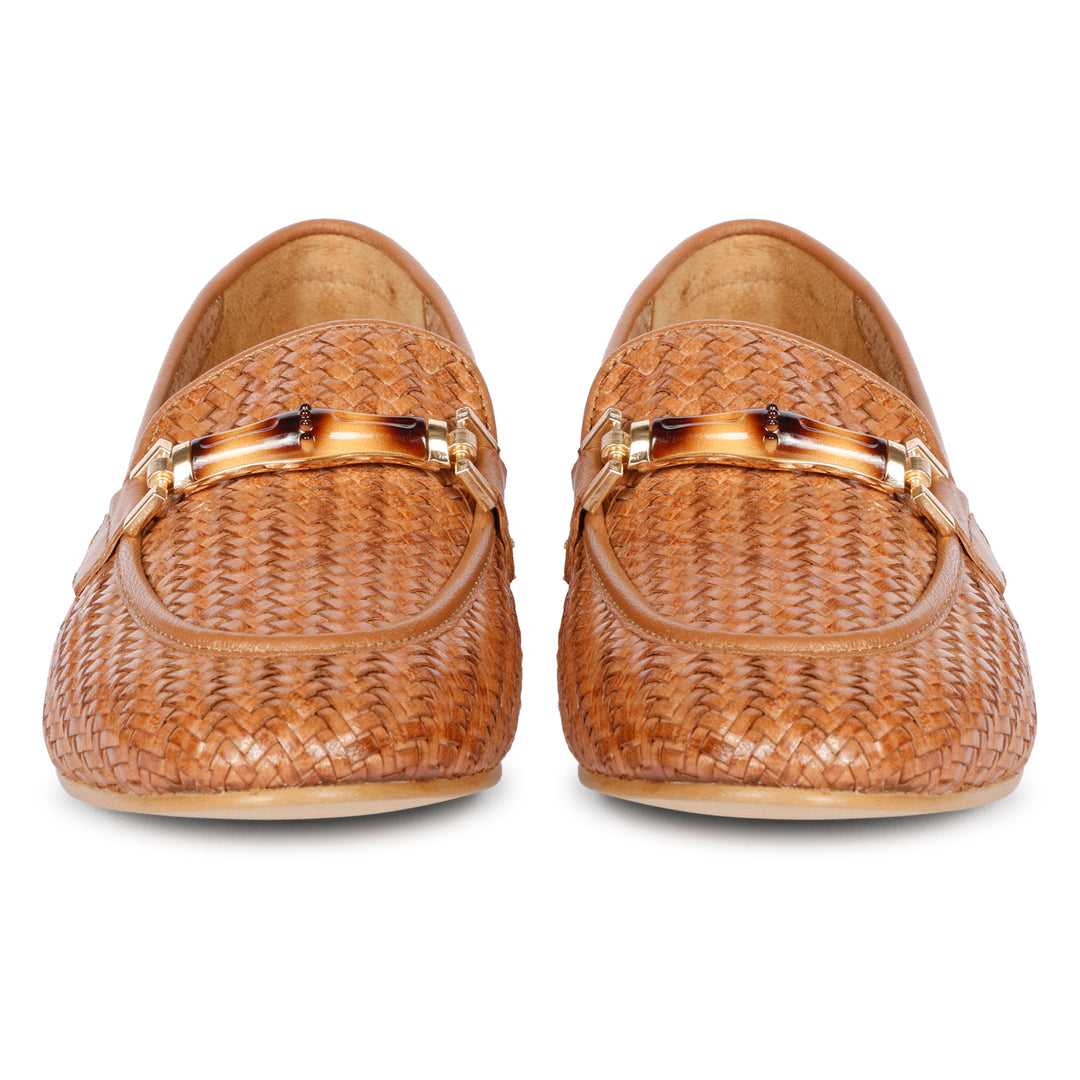 Saint Marisa Cuoio Woven Moccasins