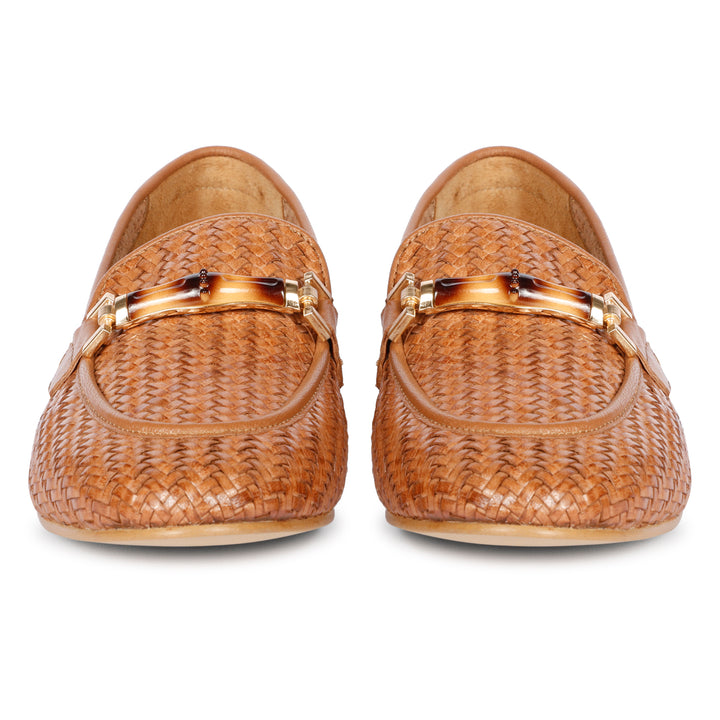 Saint Marisa Cuoio Woven Moccasins