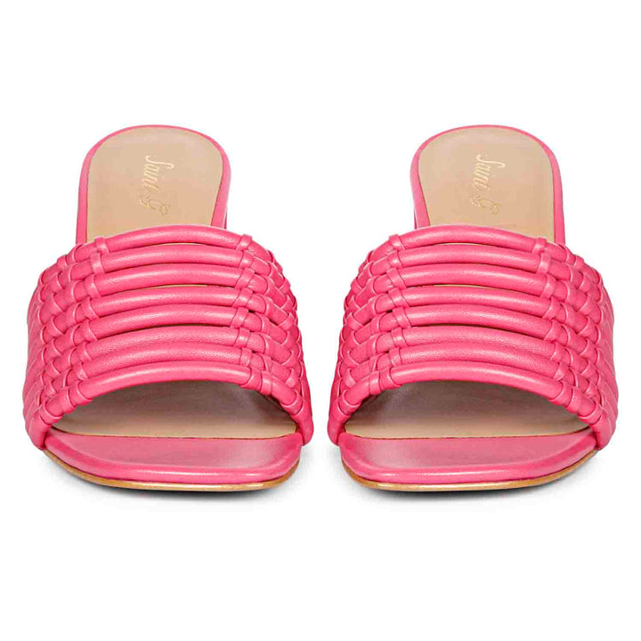 Strappy hot pink heels by Saint Bethany - elevate your style with these leather block heels