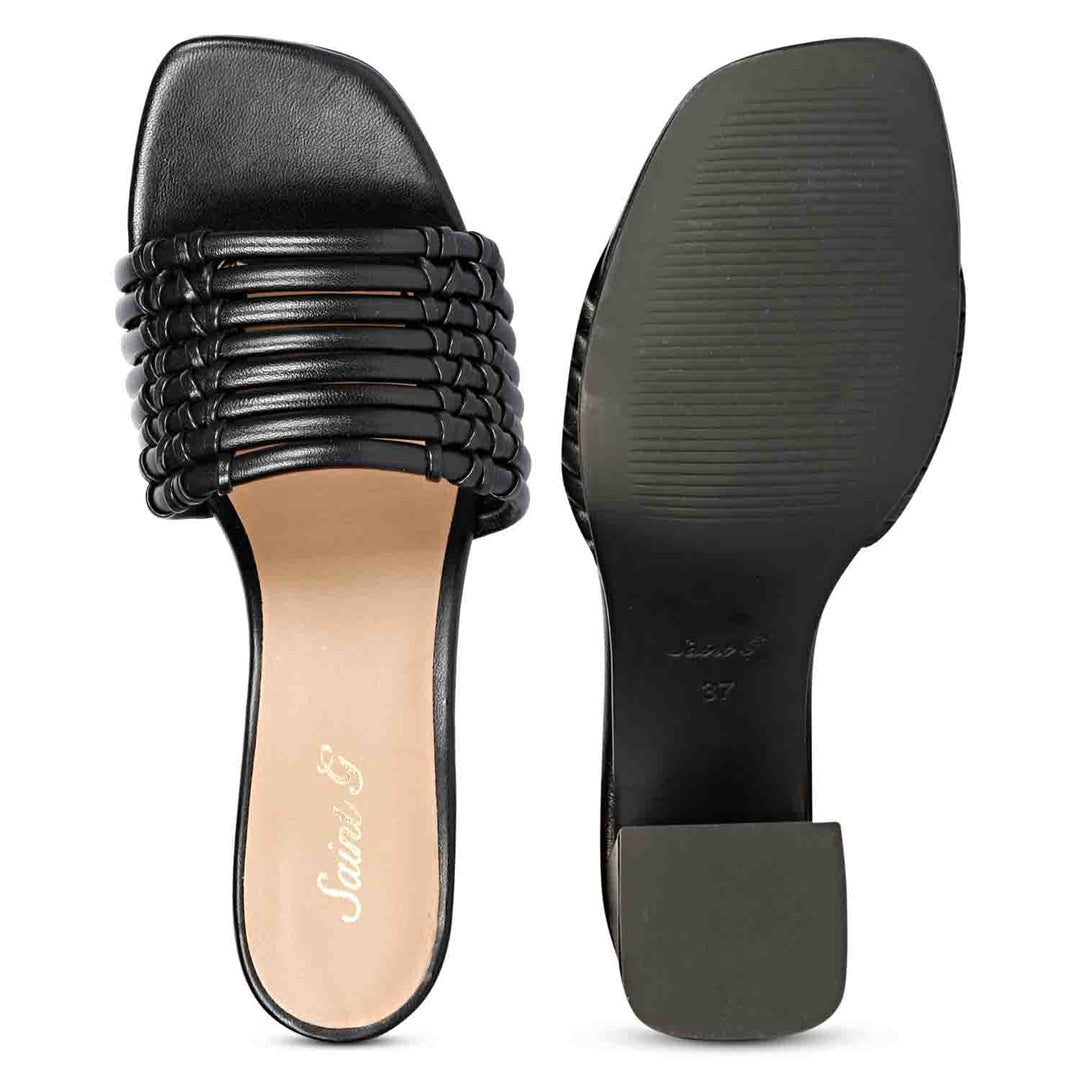 Versatile Strappy Black Heels - Saint Bethany - Elevate your look effortlessly