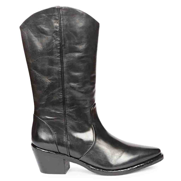 Saint Myla Black Leather Washed Calf Boot