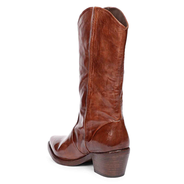 Saint Nellie Cognac Leather Washed Calf Boot