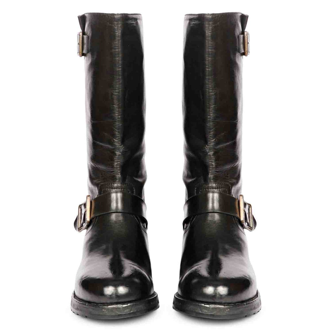 Saint Nova Black Leather Washed Calf Boot