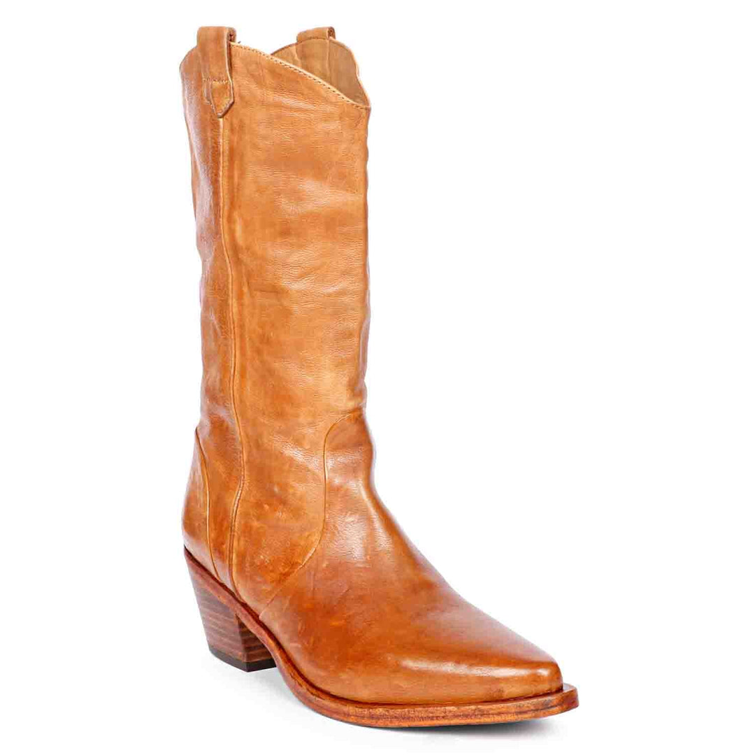 Saint Lara Cognac Leather Washed Calf Boot