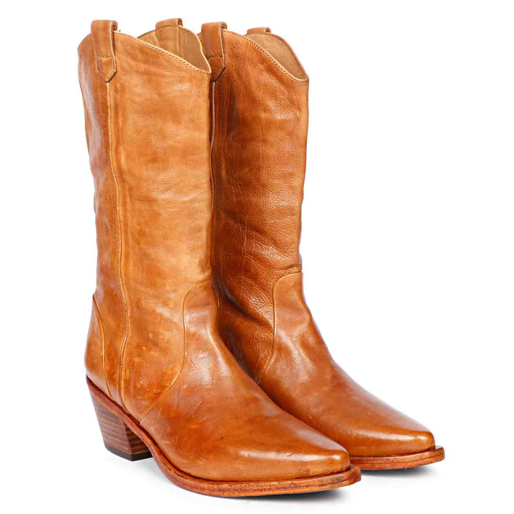 Saint Lara Cognac Leather Washed Calf Boot