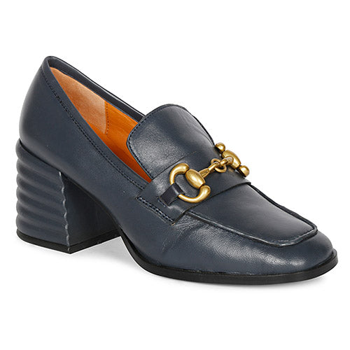 Saint Valentina Navy Leather Handcrafted Moccasins