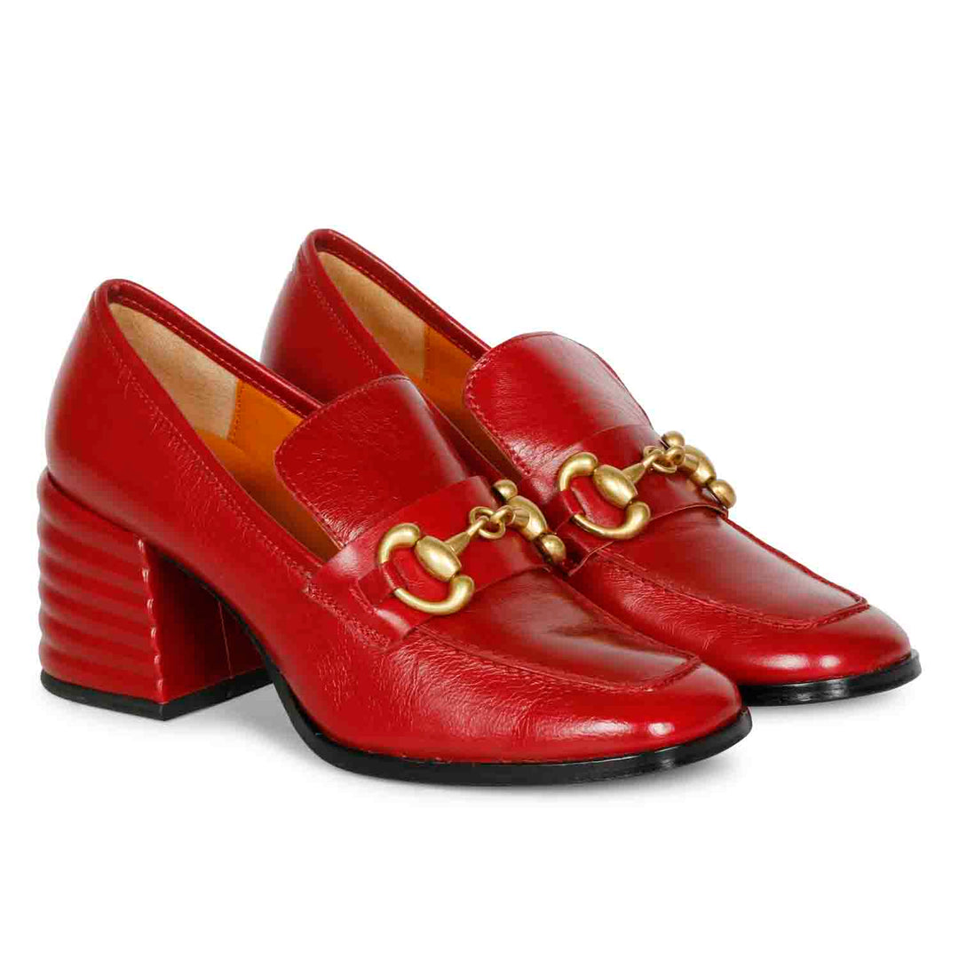 Saint Graziella Red Leather Handcrafted Moccasins