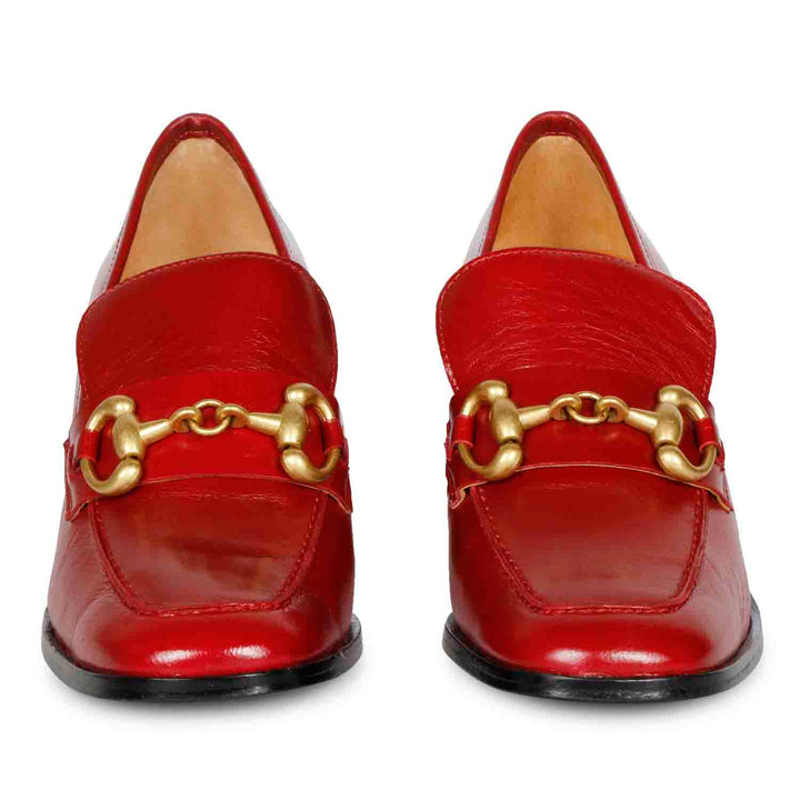 Saint Graziella Red Leather Handcrafted Moccasins