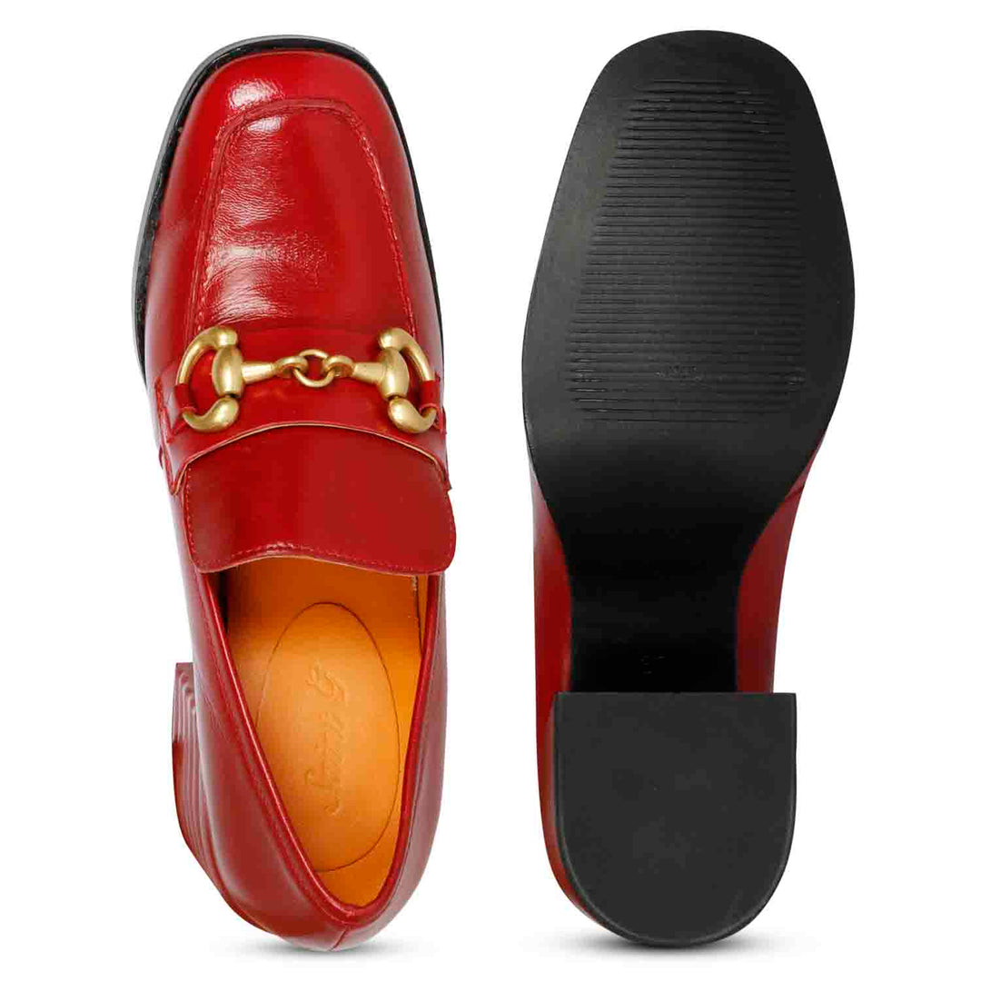 Saint Graziella Red Leather Handcrafted Moccasins