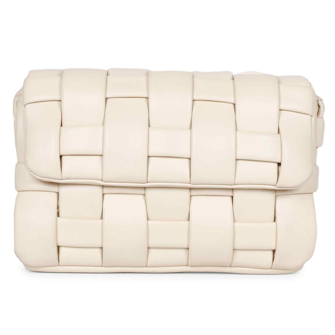 Giada Cream Woven Leather Cross Body Sling Bags