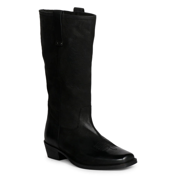 Saint Valery Black Leather cowboy Calf Boots - SaintG India