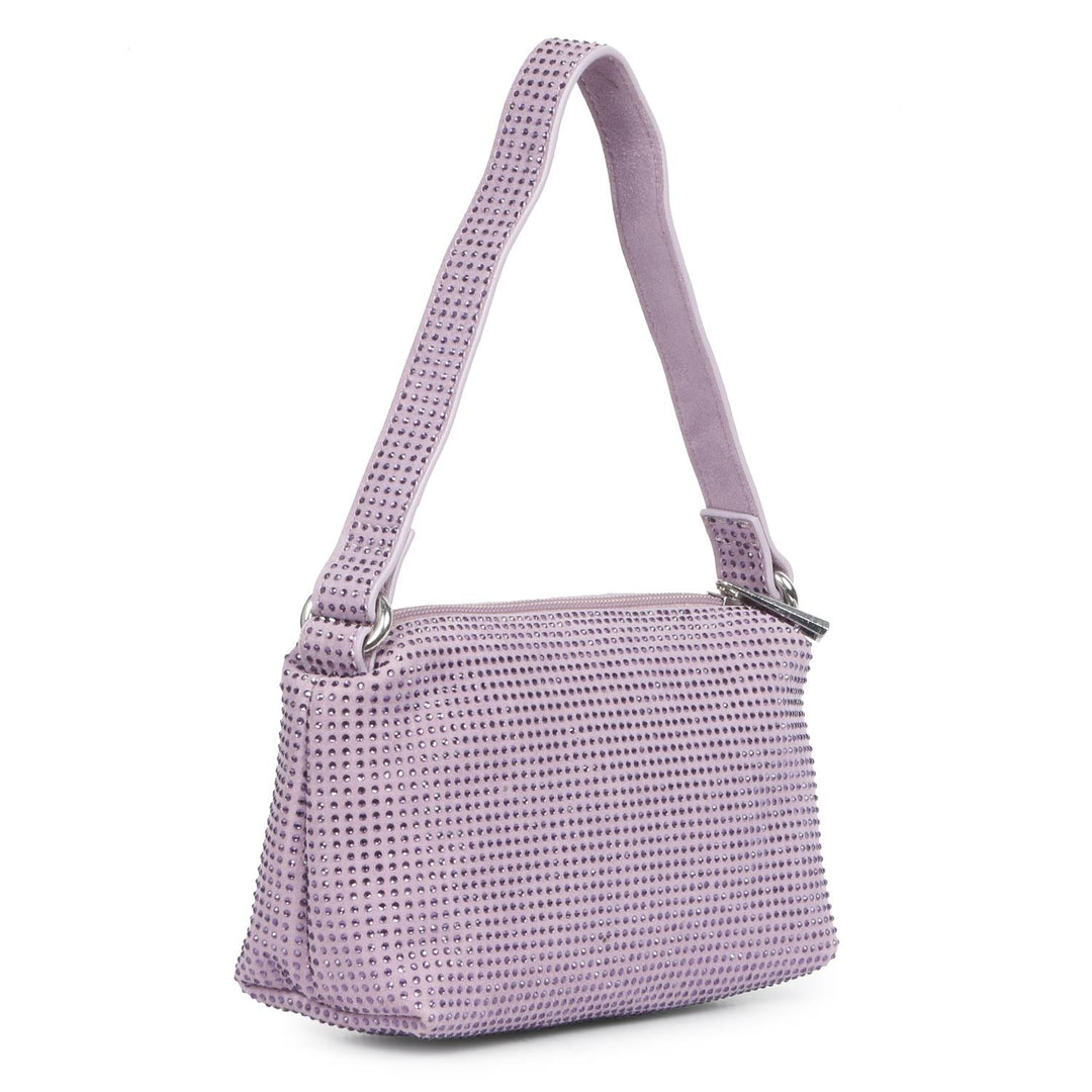 Aria Crystal Embellished Lilac Leather Mini Handbags