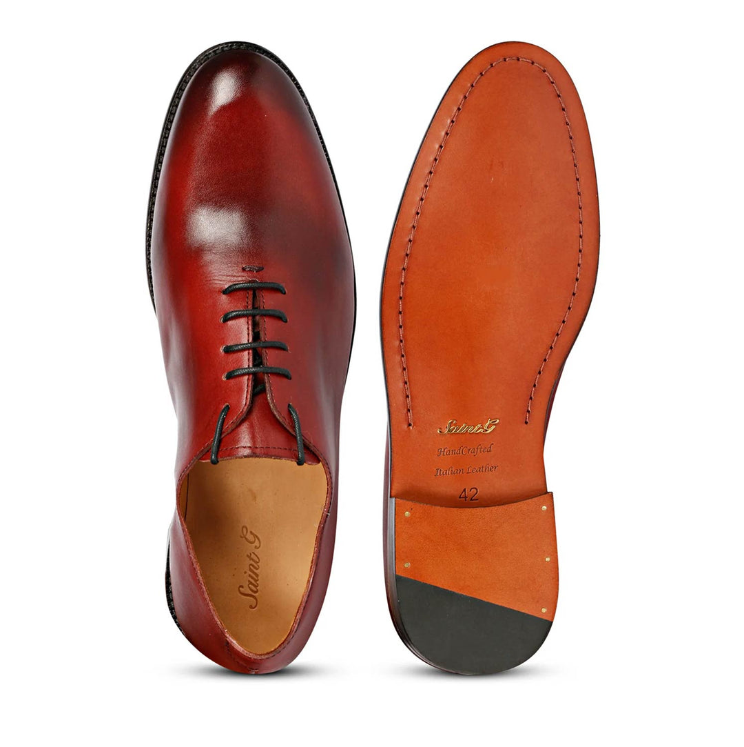 Saint Finn Red Leather Oxford Shoes