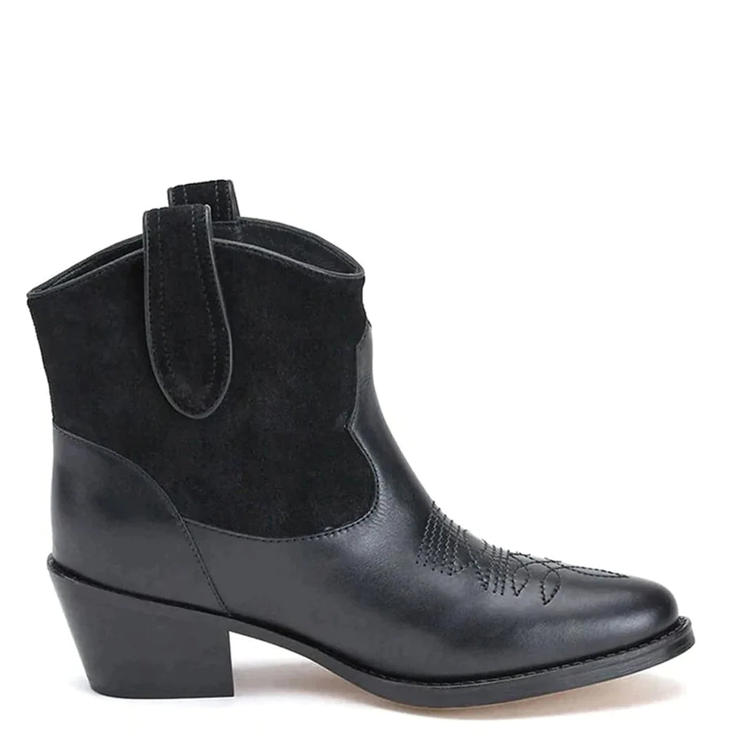 Saint Florence Black Leather Ankle Boots