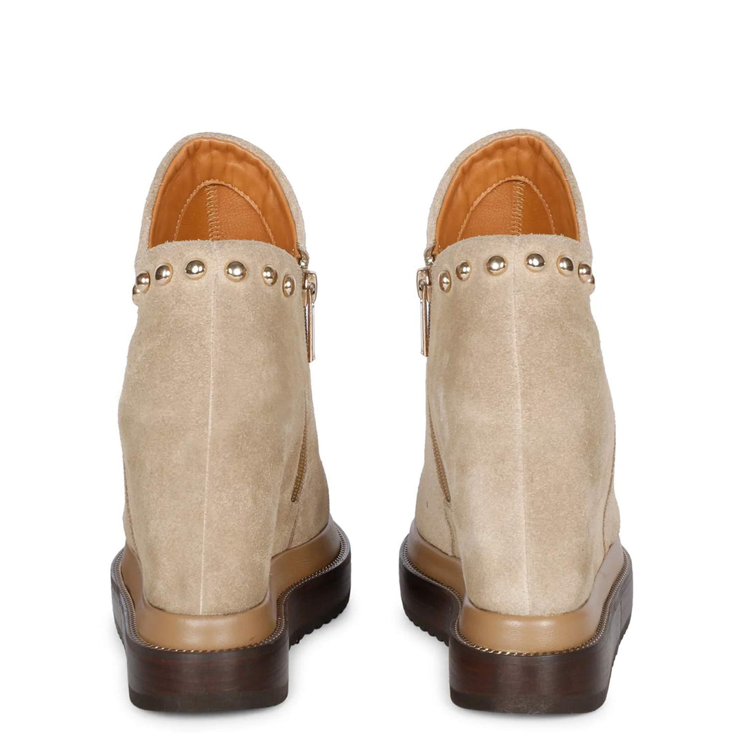 Saint Emily Beige Suede Leather Inner Wedge Heel Ankle Boots SaintG USA Saint Emily Beige Suede Leather Inner Wedge Heel Ankle Boots SaintG USA