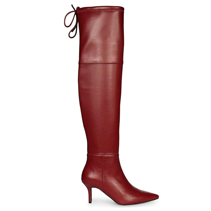 Saint Elodie Maroon Stretch Napa Thigh High Boots