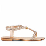 Saint Andrea Crystal Cord Rose Gold Leather Flat Sandals