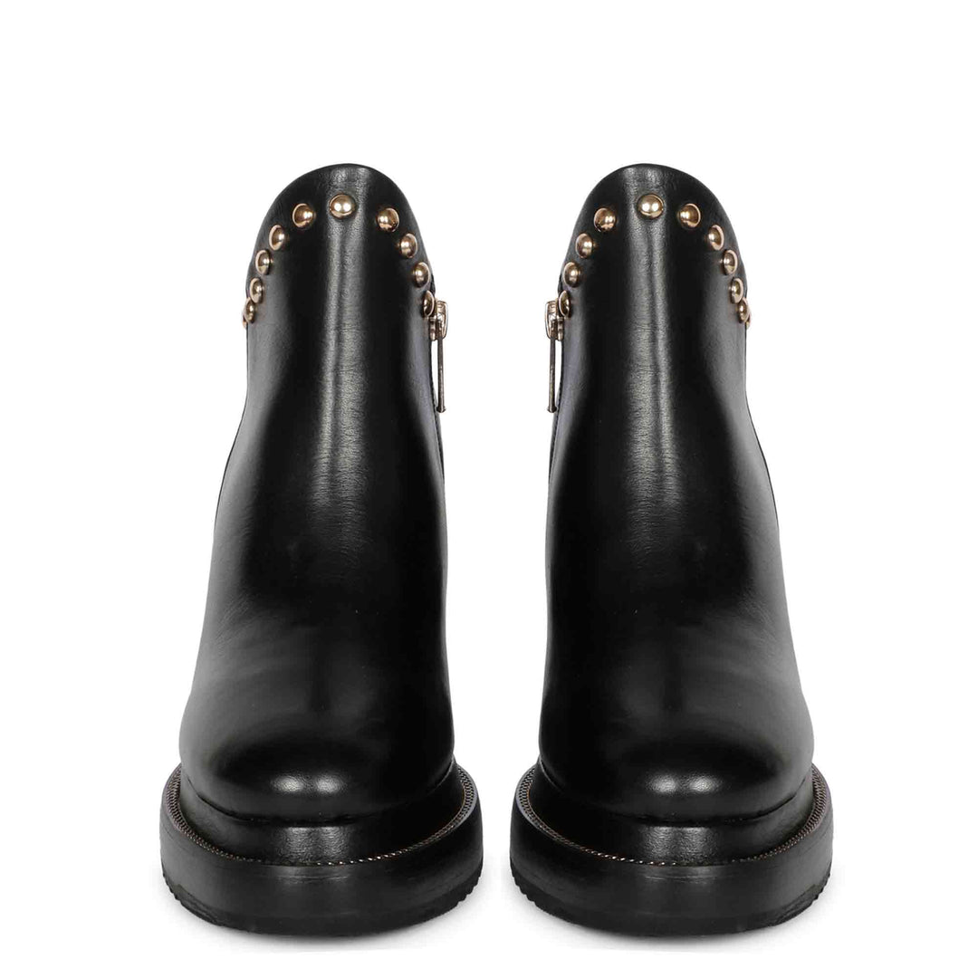 Saint Emily Black Leather Inner Wedge Heel Ankle Boots Saint Emily Black Leather Inner Wedge Heel Ankle Boots