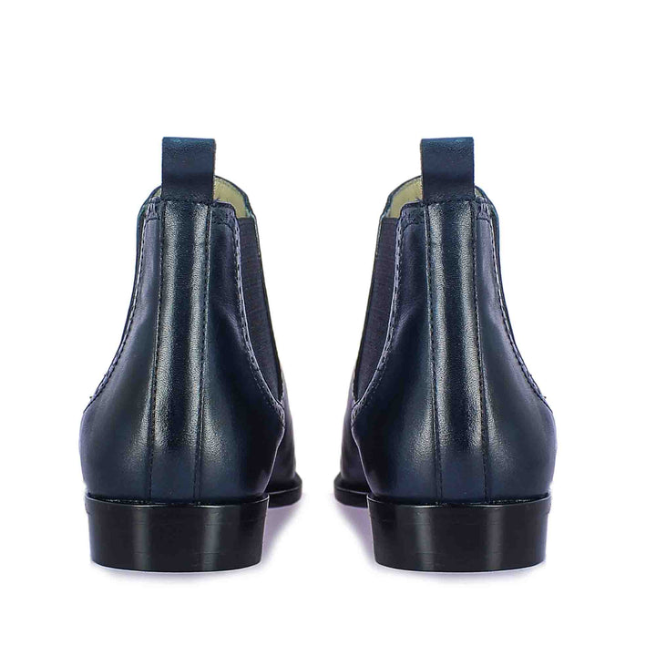 Saint Frederico Navy Leather Brogue Detail Chelsea Boots