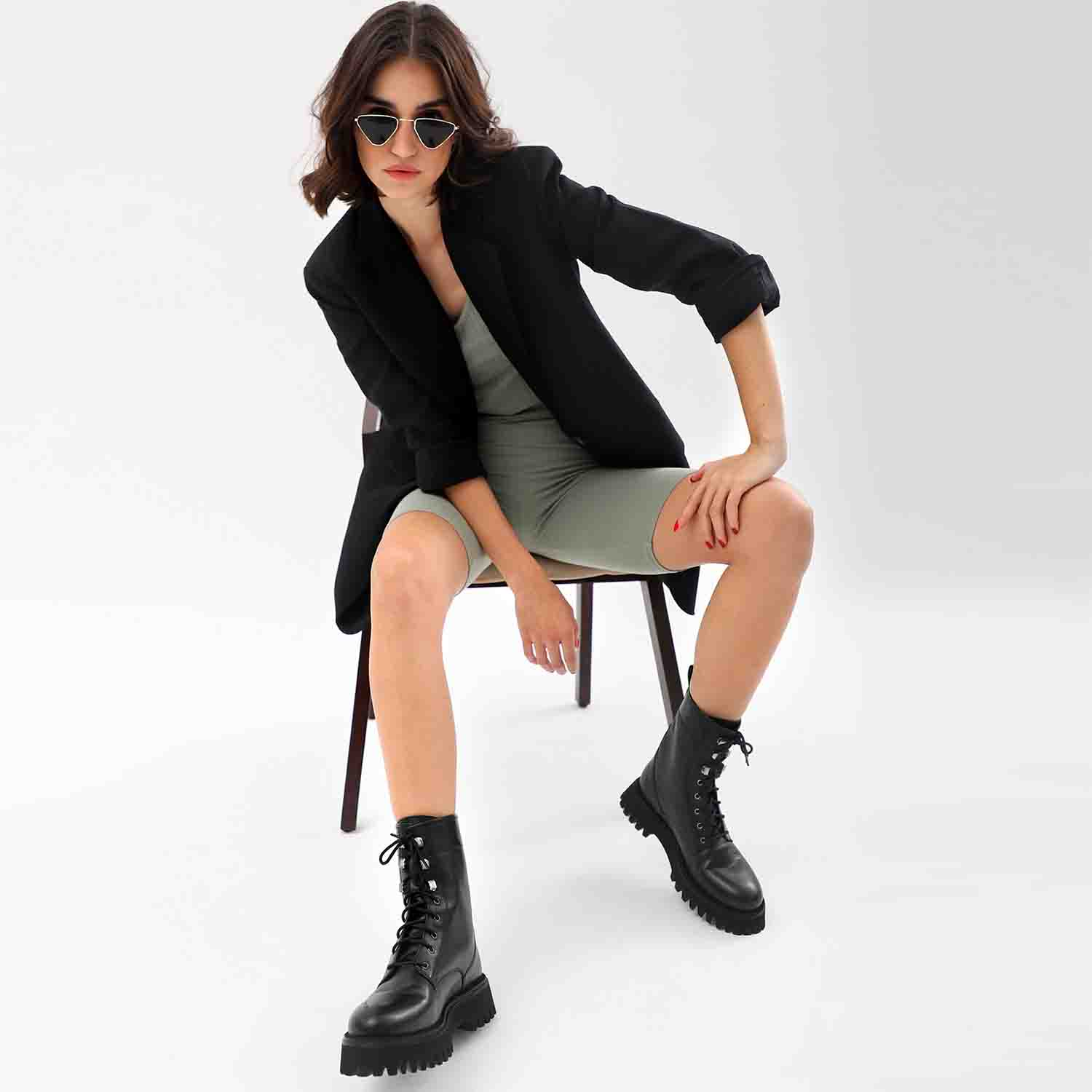 Saint Anastasia Black Leather Lace Up High Ankle Boots – SaintG USA