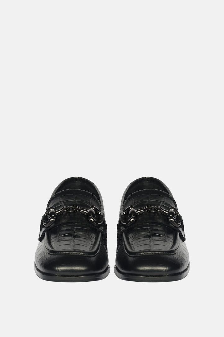 Jacqueline Croco - Heeled Loafers