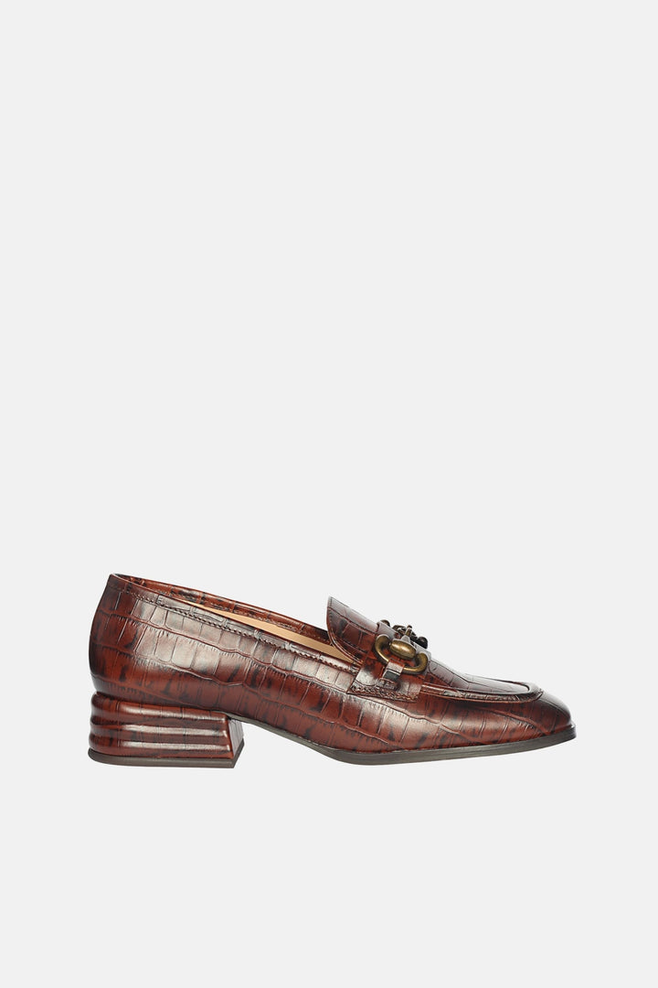Jacqueline Croco - Heeled Loafers