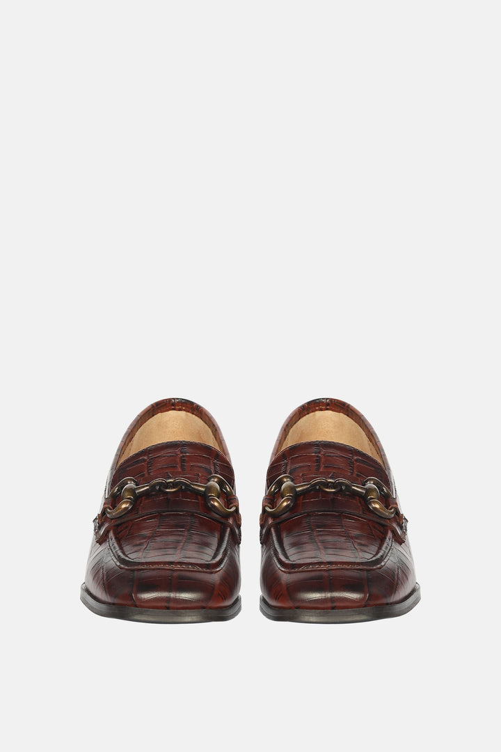 Jacqueline Croco - Heeled Loafers
