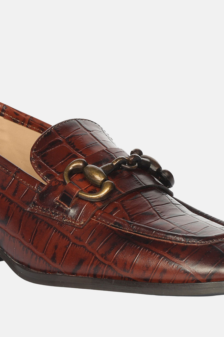 Jacqueline Croco - Heeled Loafers