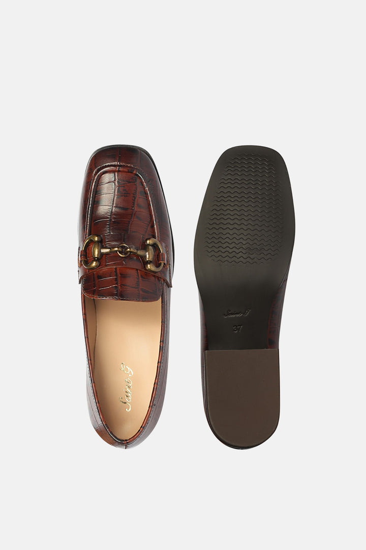 Jacqueline Croco - Heeled Loafers