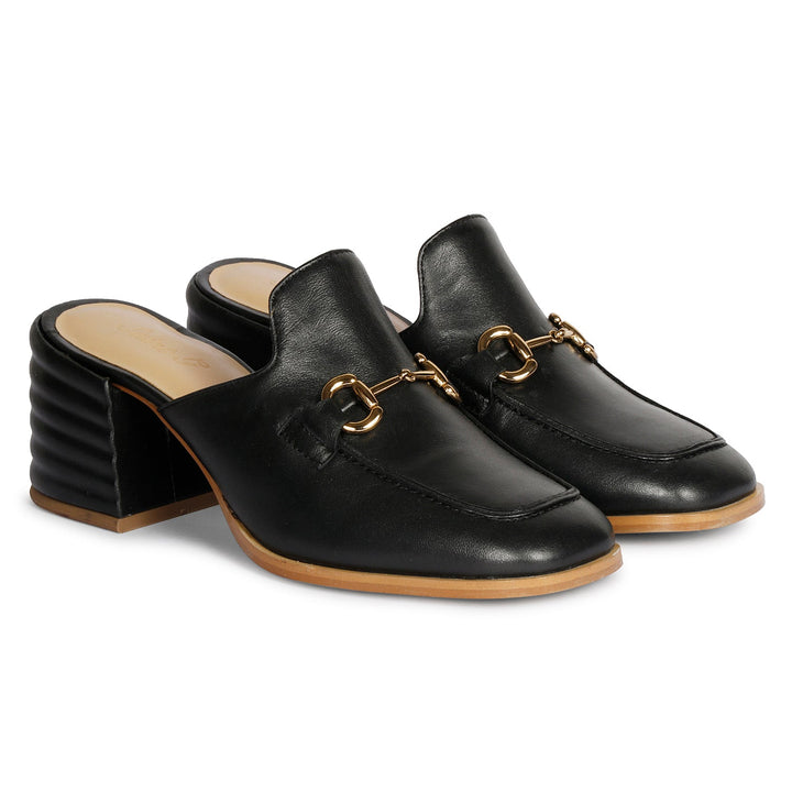 Saint Julia Black Leather Mule