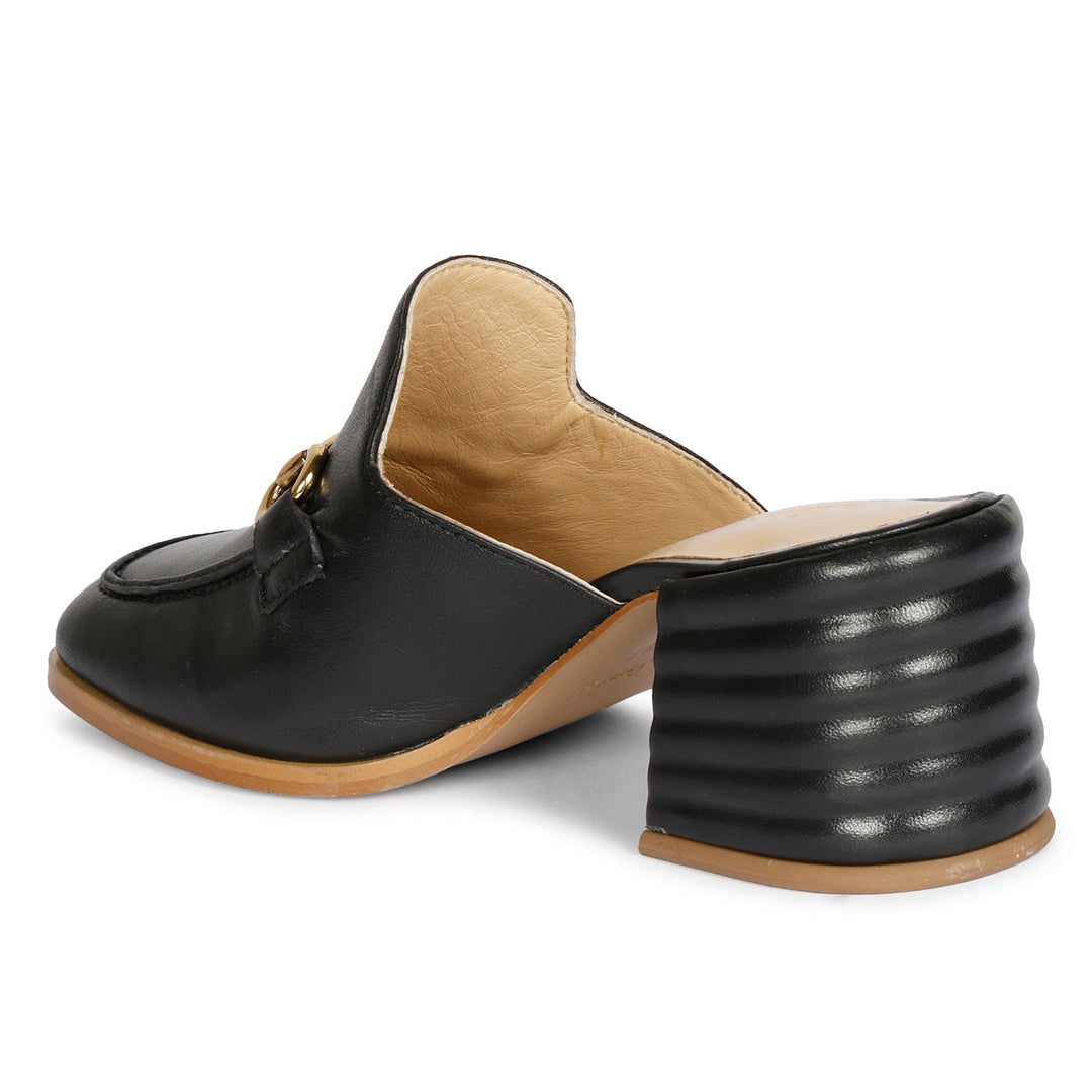 Saint Julia Black Leather Mule