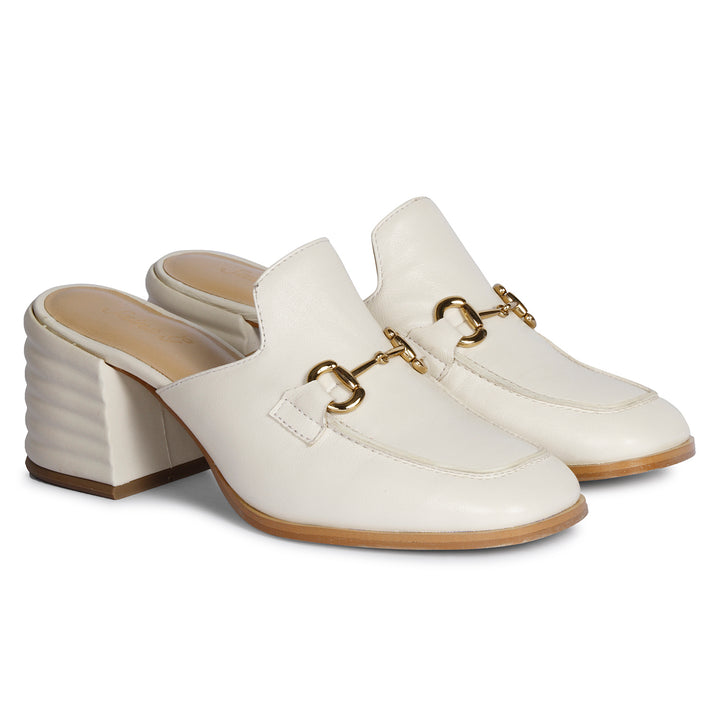 Saint Julia Off White Leather Mule