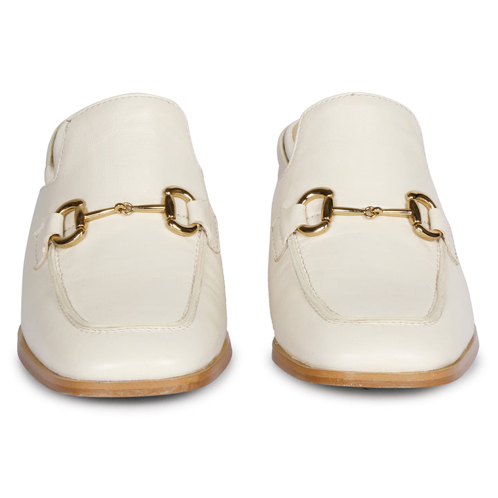 Saint Julia Off White Leather Mule