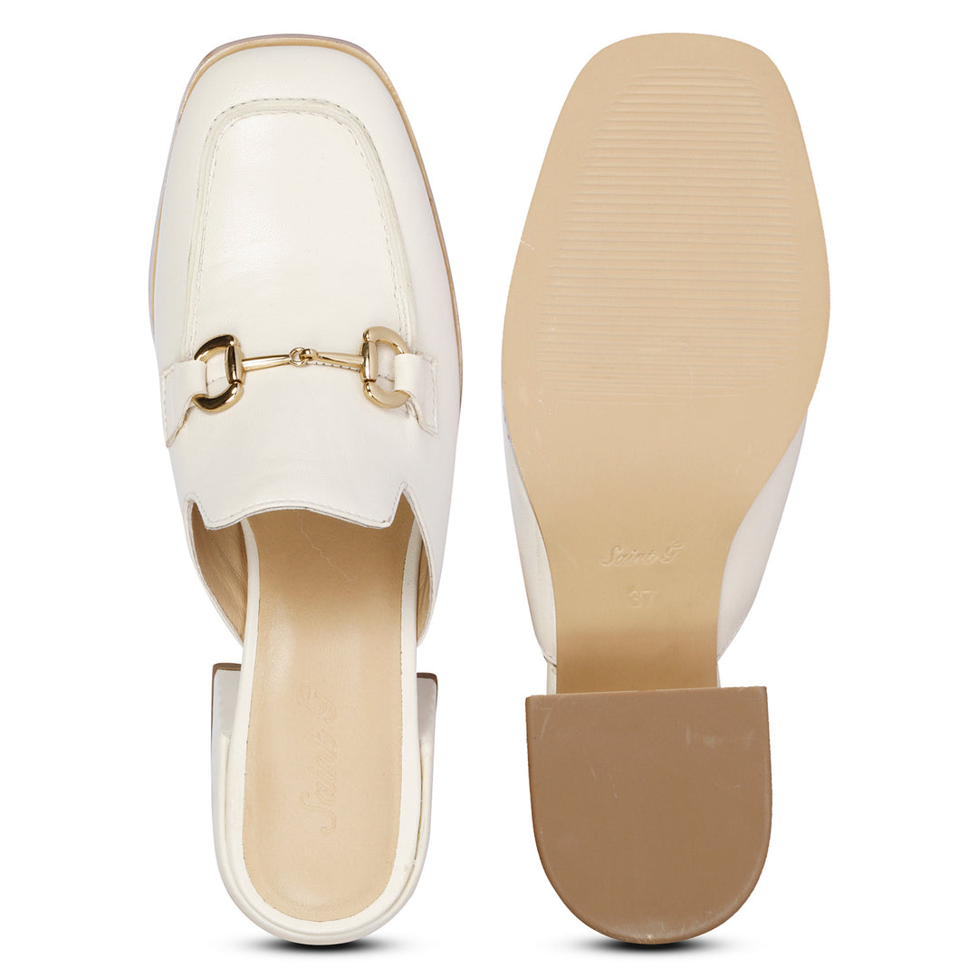 Saint Julia Off White Leather Mule