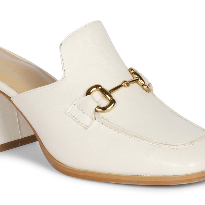 Saint Julia Off White Leather Mule