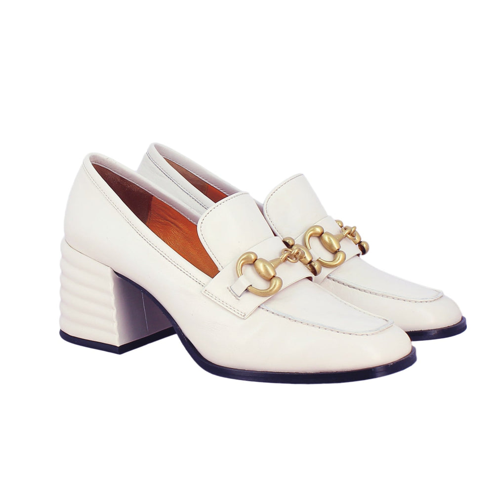 Saint Vera Off White Leather Handcrafted Shoes